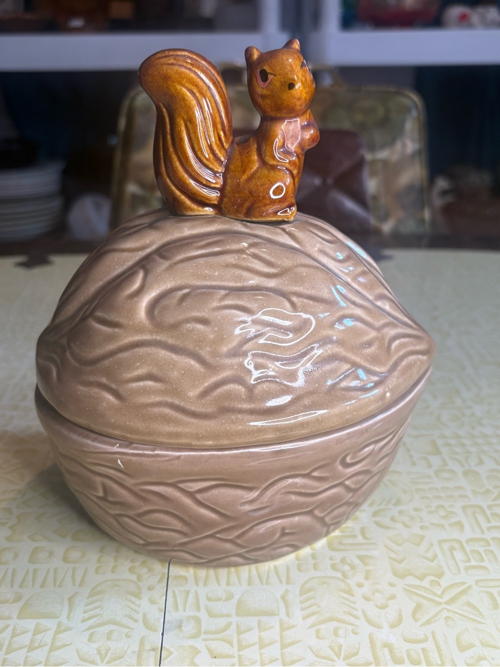 Vintage Hand-Painted Brown Squirrel Trinket/cookie Jar - Home Art